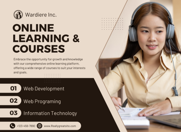 Brown Modern Online Courses Poster